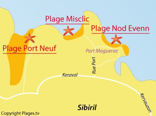 Carte de la plage de Misclic à Sibiril