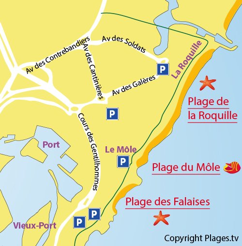 Plan de la plage du Mole au Cap d'Agde