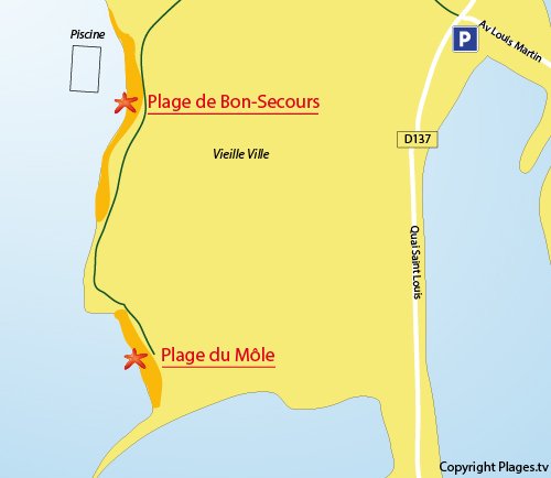 Mappa della Spiaggia del Mole a St Malo