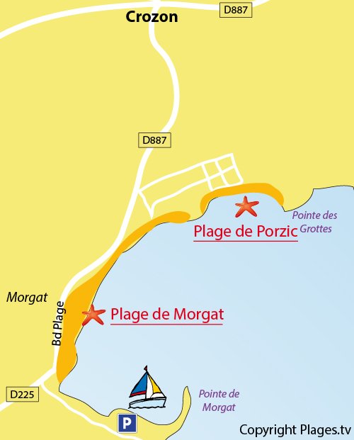 Map of Morgat beach in Crozon in France
