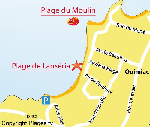 Carte de la plage du Moulin à Quimiac