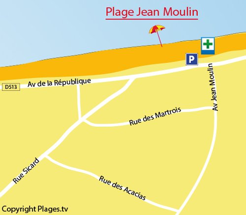 Carte de la plage Jean Moulin de Villers sur Mer