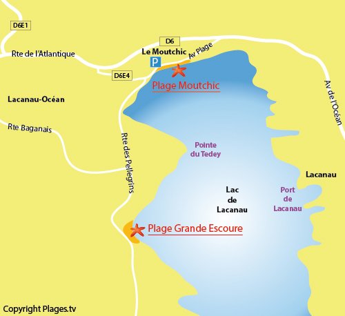 Mappa della Spiaggia Moutchic - Lago di Lacanau