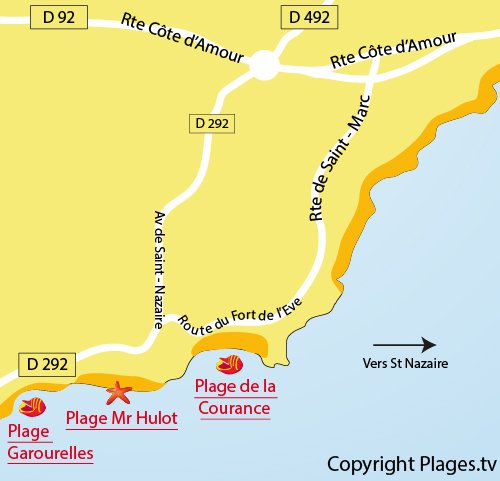 Map of Hulot Beach in St Marc sur Mer