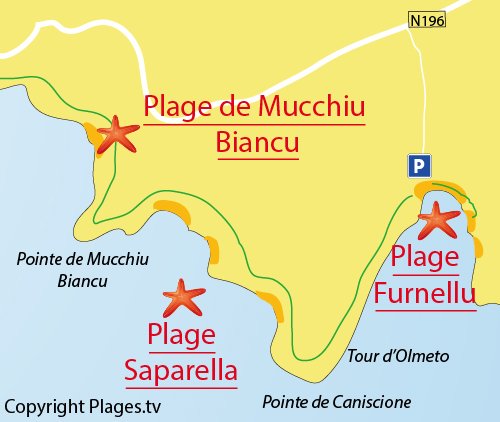 Carte de la plage de Mucchiu Biancu