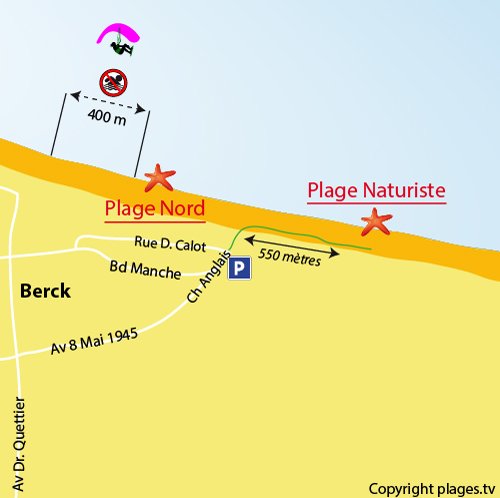 Karte des Naturistenstrandes von Berck