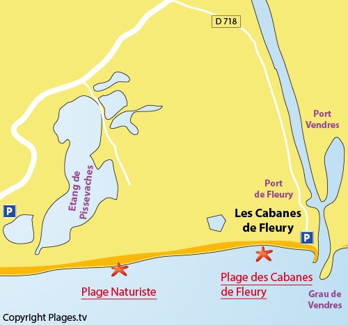 Plan de la plage naturiste de St Pierre sur Mer