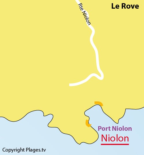 Map of Niolon beach in Le Rove - France