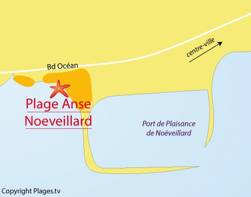 Carte de la plage de Noeveillard à Pornic