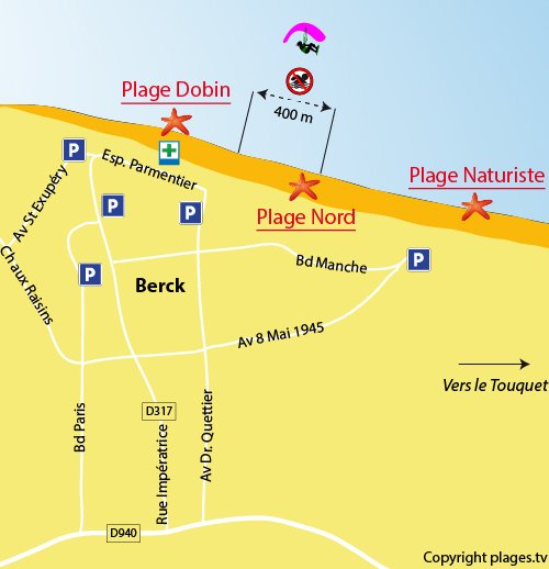 Carte de la plage Nord de Berck