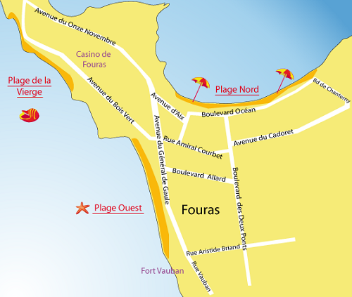 Carte de la plage Nord à Fouras