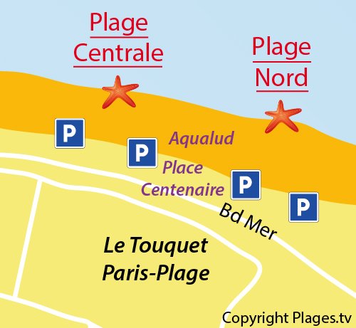 Carte de la plage Nord du Touquet