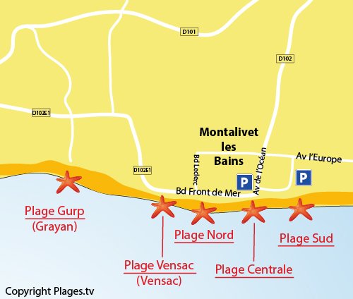 Map of North Beach in Montalivet