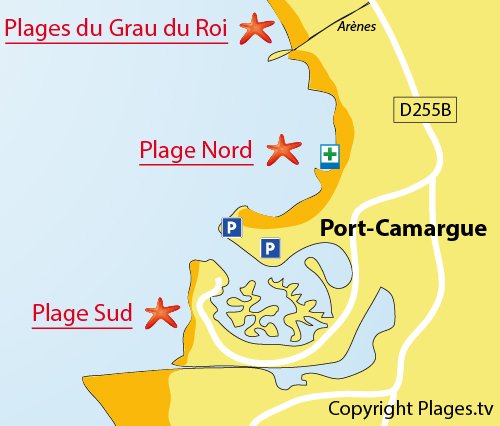 Mappa della Spiaggia Nord a Port Camargue