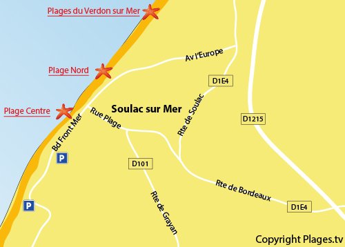 Plan de la carte Nord de Soulac sur Mer