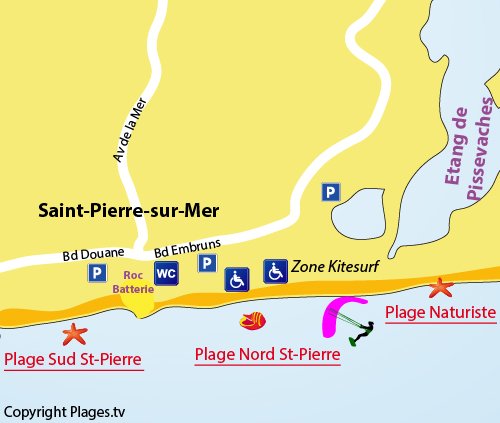 Carte de la plage Nord de St Pierre sur Mer