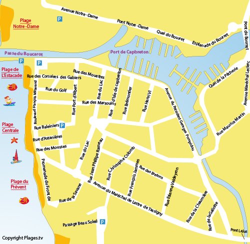 Map of Notre Dame Beach in Capbreton