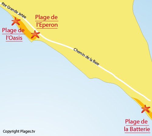 Carte de la plage de l'Oasis à l'Aiguillon sur Mer