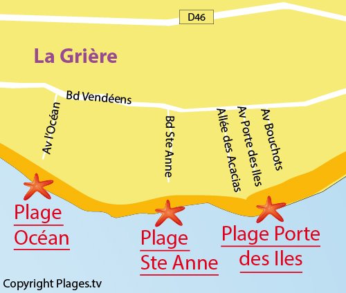 Map of Ocean Beach in La Tranche sur Mer