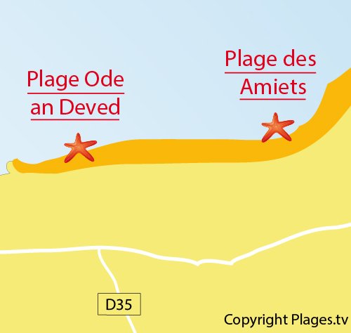 Carte de la plage d'Ode an Deved à Cléder