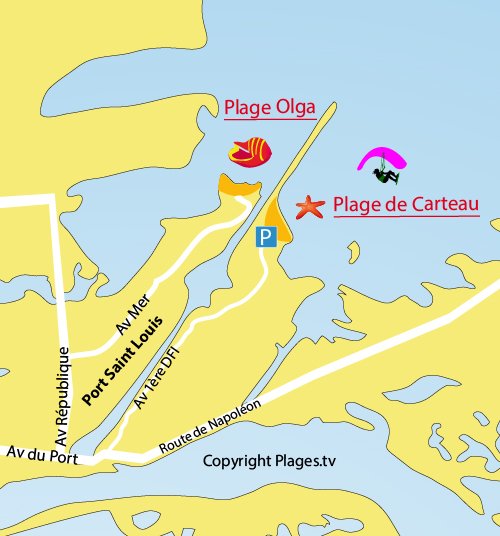 Map of Olga Beach in Port Saint Louis - France