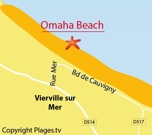 Map of Omaha Beach West in Vierville sur Mer