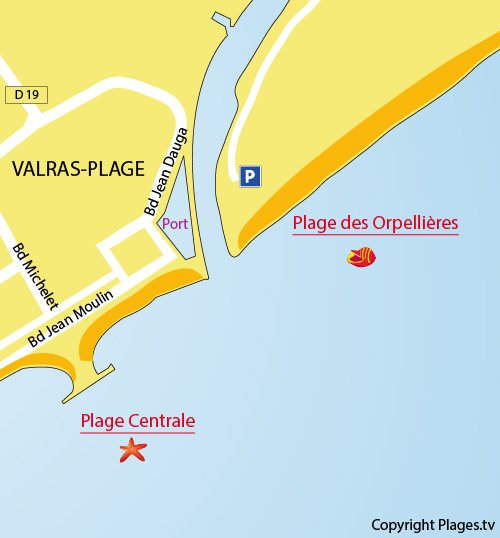 Map of Orpellières Beach in Valras