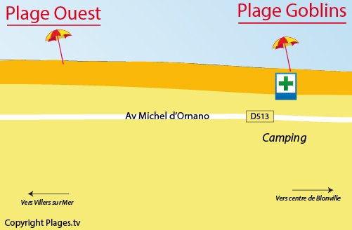 Carte de la plage Ouest de Blonville sur Mer