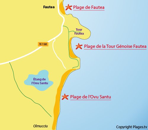 Mappa della spiaggia Ovu Santu di Ste Lucie de Porto Vecchio