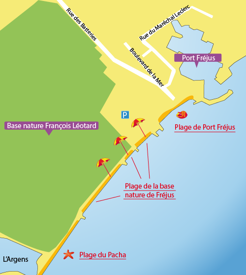 Carte de la plage de Pacha à Fréjus