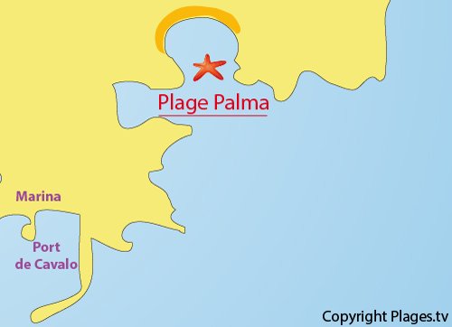 Map of Palma Beach - Cavallo island - Lavezzi