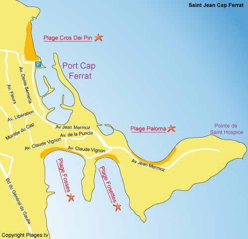 Carte de la plage de Paloma au Cap Ferrat