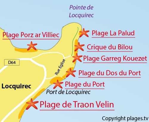 Carte de la plage de La Palud à Locquirec