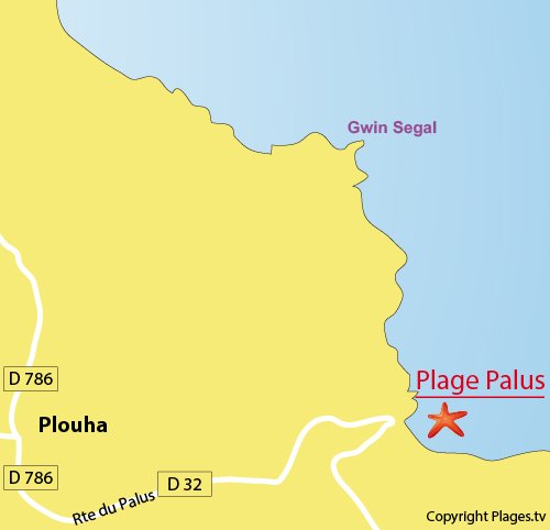 Plan de la plage du Palus à Plouha