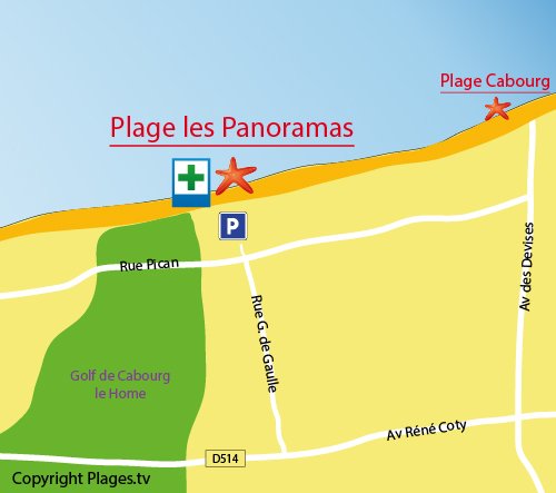 Map of Panoramas beach in Varaville