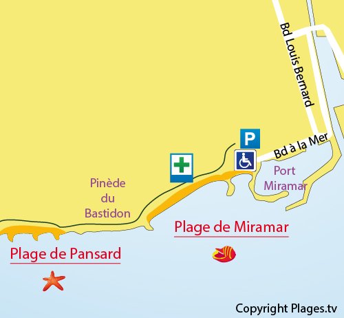 Map of Pansard Beach in La Londe les Maures