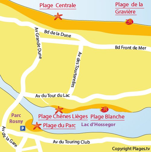 Mappa della Spiaggia del Parco a Hossegor