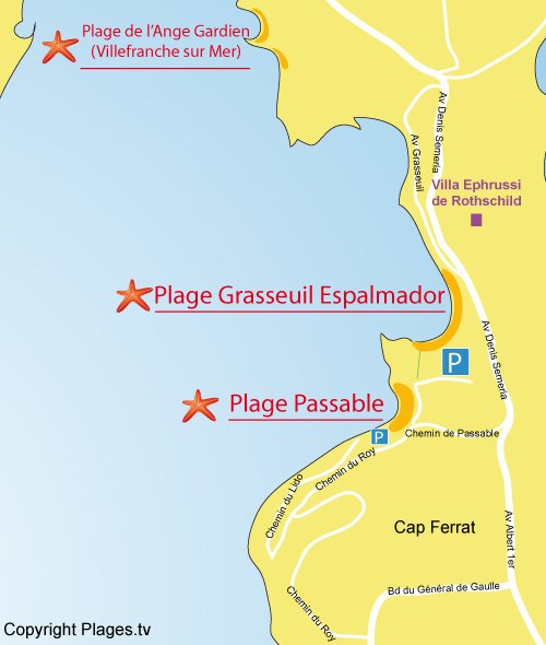 Mappa spiaggia Passable di Cap Ferrat - Francia