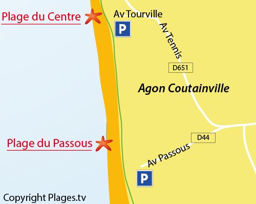 Carte de la plage du Passous à Coutainville