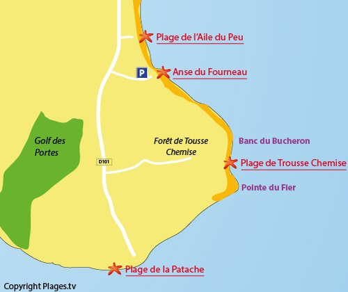 Carte de la plage de la Patache sur l'ile de Ré