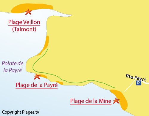 Plan des criques autour de la pointe du Payré - Jard sur Mer