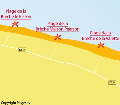 Map of Pearson Beach in Graye sur Mer