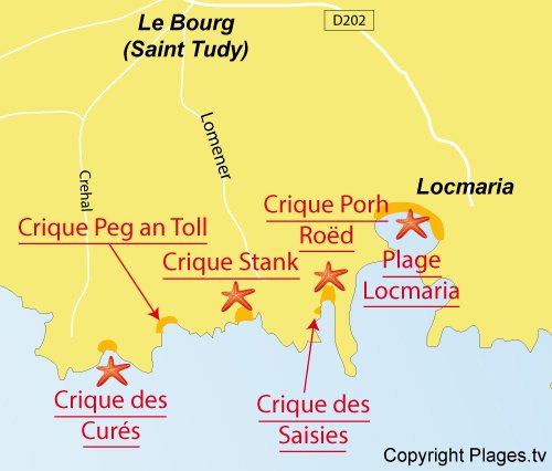 Map of Peg an Toll Coves - island of Groix