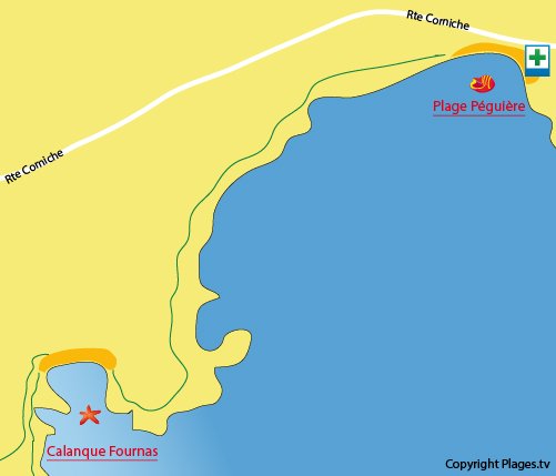 Map of Péguière Beach in St Raphaël