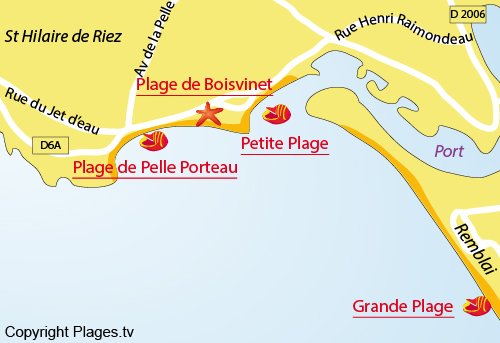 Map of Pelle à Porteau Beach in St Gilles Croix de Vie