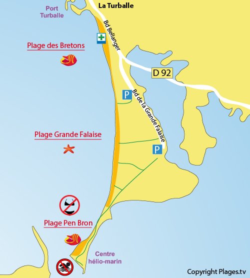 Carte de la plage de Pen Bron à La Turballe