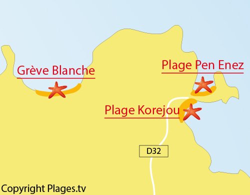 Carte de la plage de Pen Enez à Plouguerneau