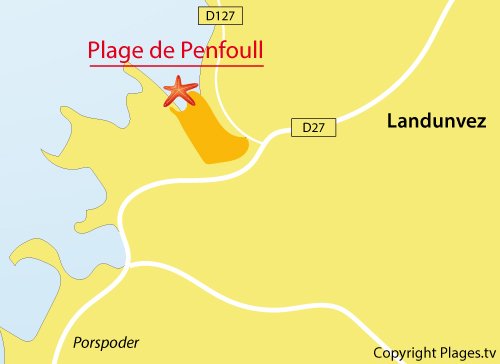 Carte de la plage de Penfoull à Landunvez