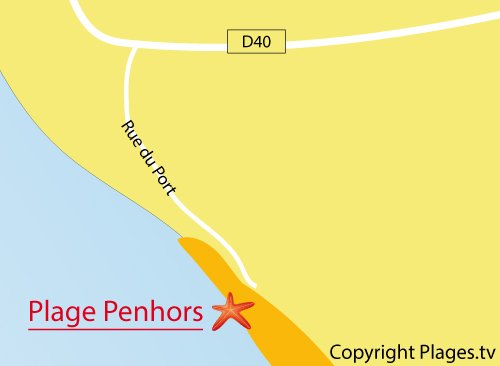 Carte de la plage de Penhors - Pouldreuzic