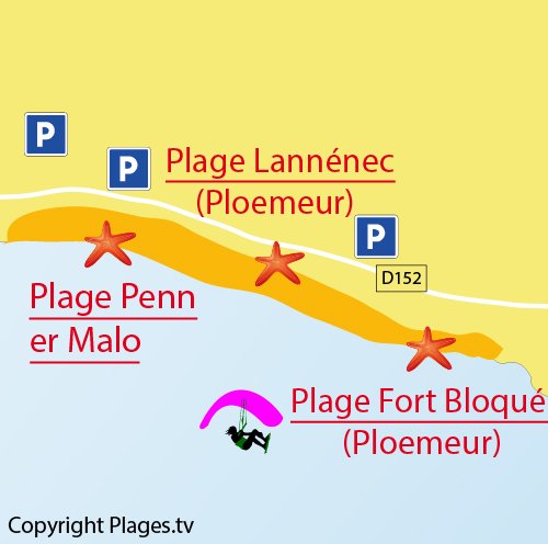 Carte de la plage de Penn er Malo de Guidel